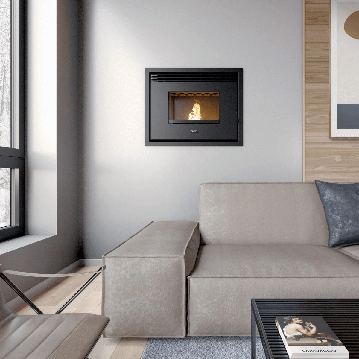 wassergeführter Pelletkamineinsatz Cadel - Saturno 24 - 24,7 kW