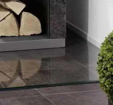 Funkenschutzplatte Kamin Glas eckig