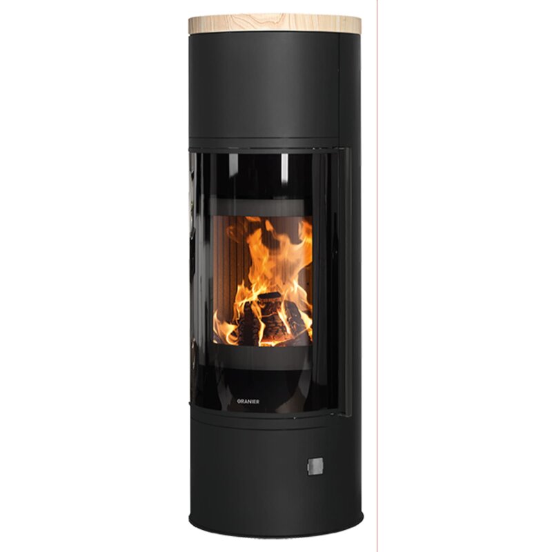 Kaminofen wassergeführt Oranier Arena Aqua 2.0 - 8,5 kW - Stahl Schwarz - Abdeckplatte Sandstein