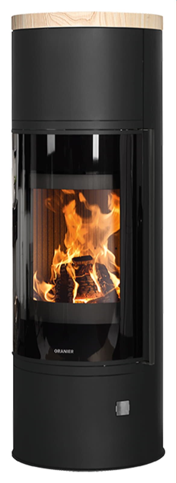 Kaminofen wassergeführt Oranier Arena Aqua 2.0 - 8,5 kW - Stahl Schwarz - Abdeckplatte Sandstein