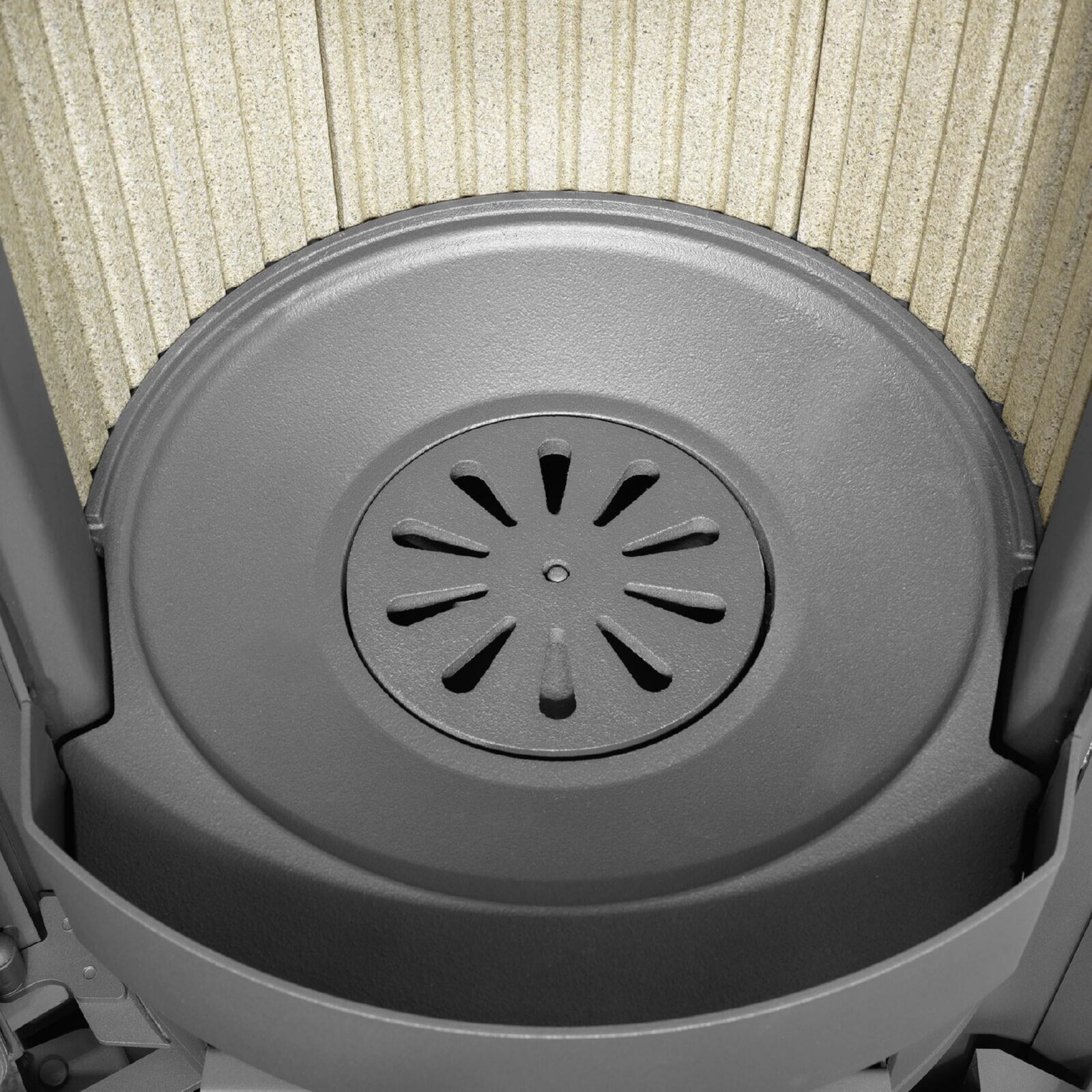 Kaminofen wassergeführt Oranier Arena Aqua 2.0 - 8,5 kW - Stahl Schwarz - Abdeckplatte Sandstein