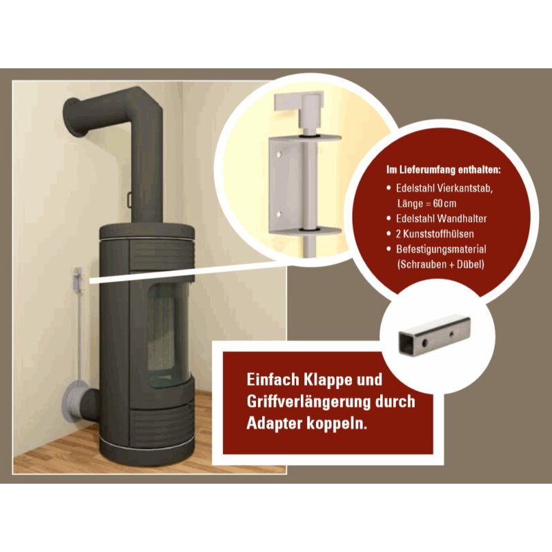 CB Griffverlängerung für Klappensystem, Länge 60cm, Edelstahl