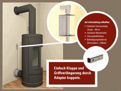 CB Griffverlängerung für Klappensystem, Länge 60cm, Edelstahl