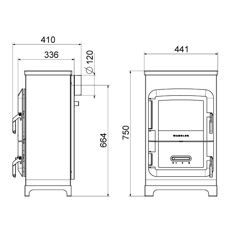 Kaminofen Wamsler RH-6F - 6kW