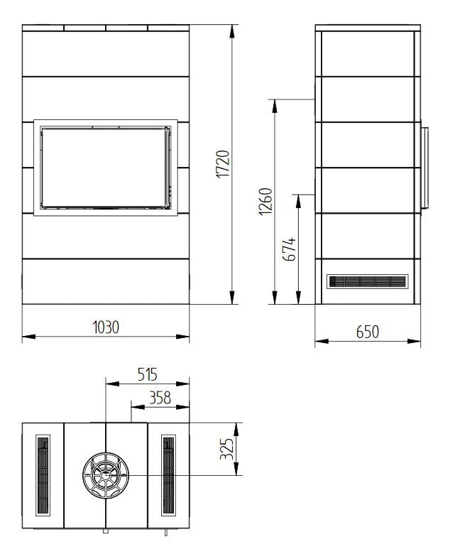 Kaminbausatz Jydepejsen Sigma Titan 3 Tulikivi- Speckstein - 7 kW