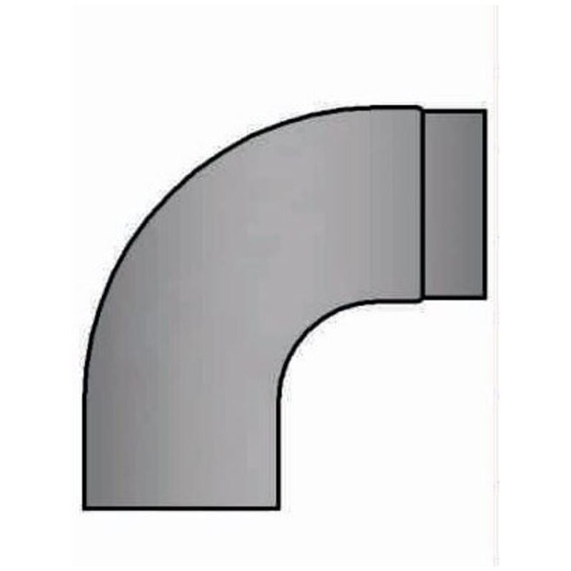 Rauchrohrbogen 90° - 320 x 320 glatt gezogen Ø150 x 2 mm, Farbe grau
