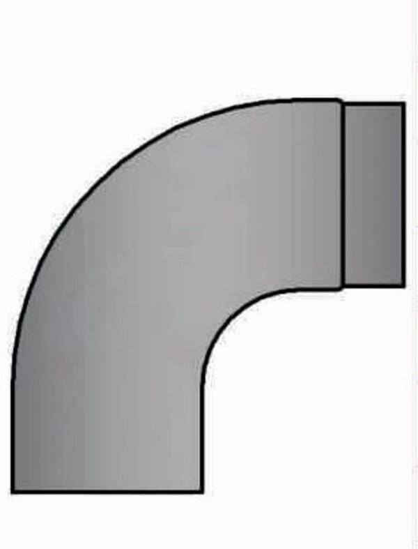 Rauchrohrbogen 90° - 320 x 320 glatt gezogen Ø150 x 2 mm, Farbe grau