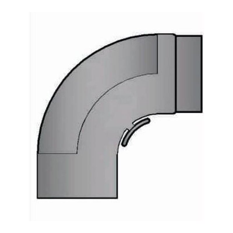 Rauchrohrbogen 90° - 320 x 320 glatt gezogen Ø150 x 2 mm mit Reinigungsöffnung, Farbe grau