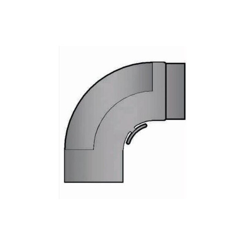 Rauchrohrbogen 90° - 320 x 320 glatt gezogen Ø150 x 2 mm mit Reinigungsöffnung, Farbe grau