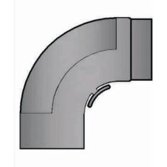 Rauchrohrbogen 90° - 320 x 320 glatt gezogen Ø150 x 2 mm mit Reinigungsöffnung, Farbe grau