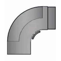Rauchrohrbogen 90° - 320 x 320 glatt gezogen Ø150 x 2 mm mit Reinigungsöffnung, Farbe grau