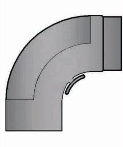 Rauchrohrbogen 90° - 320 x 320 glatt gezogen Ø150 x 2 mm mit Reinigungsöffnung, Farbe grau