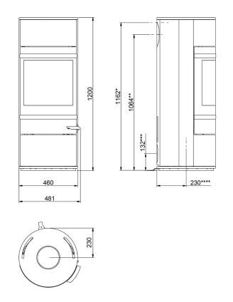 Kaminofen SCAN 83-2 - Griff und Leisten Alu - 5 kW (RLU)