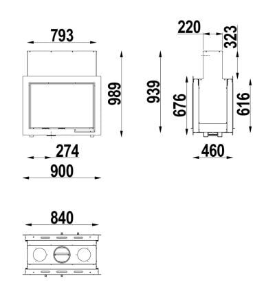 Kamineinsatz SCAN DSA 12 - 9 kW - Schwarz