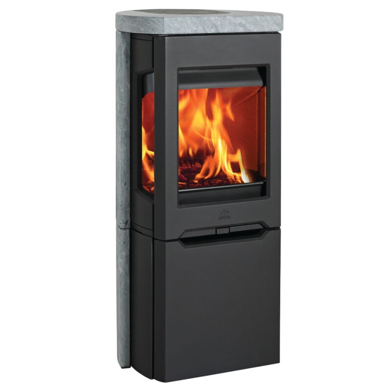 Kaminofen Gussofen Jotul F 165 - Gusssockel mit Seitenfenstern - 5 kW - schwarz lackiert (BP)