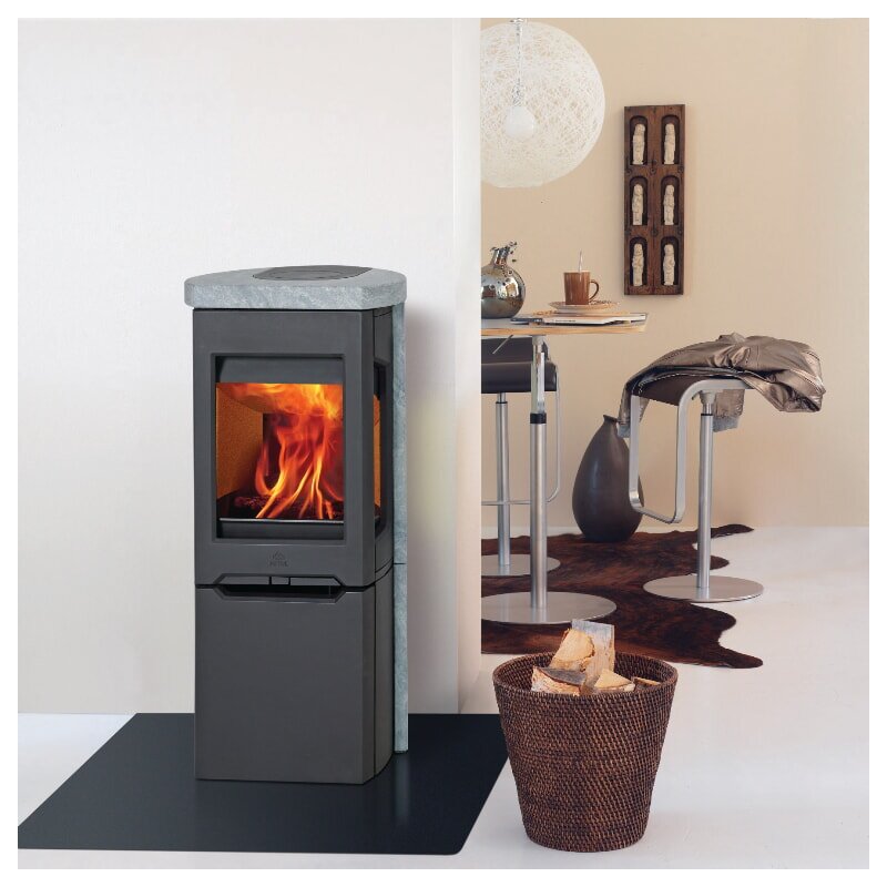 Kaminofen Gussofen Jotul F 165 - Gusssockel mit Seitenfenstern - 5 kW - schwarz lackiert (BP)