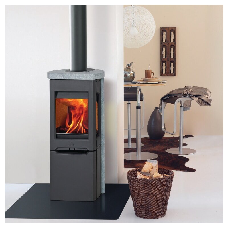 Kaminofen Gussofen Jotul F 165 - Gusssockel mit Seitenfenstern - 5 kW - schwarz lackiert (BP)