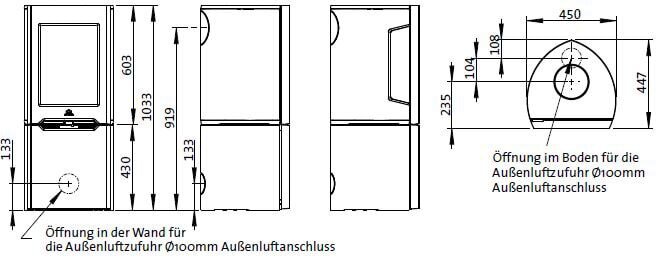 Kaminofen Gussofen Jotul F 165 - Gusssockel mit Seitenfenstern - 5 kW - schwarz lackiert (BP)