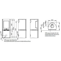 Kaminofen Gussofen Jotul F 165 - Gusssockel mit Seitenfenstern mit Stahlseiten - 5 kW - schwarz lackiert (BP)