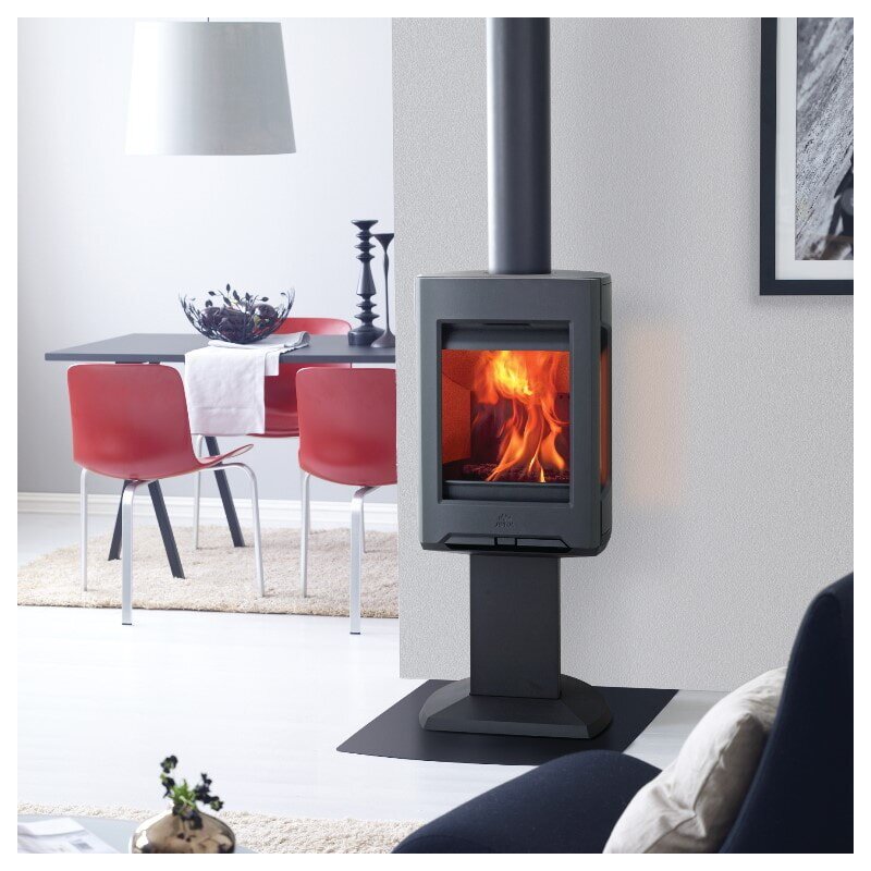 Kaminofen Gussofen Jotul F 167 Säulenfuß mit Seitenfenstern - 5 kW - schwarz lackiert (BP)