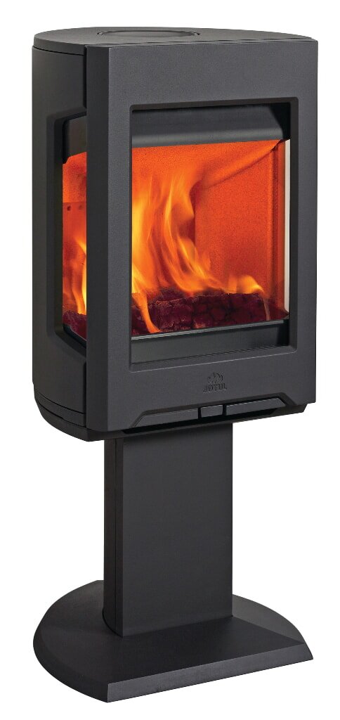 Kaminofen Gussofen Jotul F 167 Säulenfuß mit Seitenfenstern - 5 kW - schwarz lackiert (BP)
