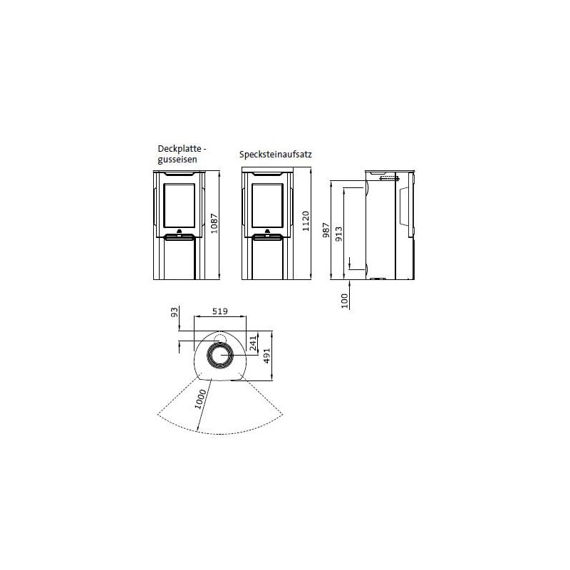 Kaminofen Gussofen Jotul F 263 mit Seitenfenster - 5 kW - schwarz lackiert (BP)