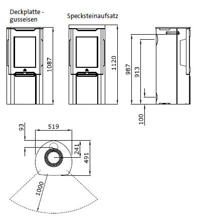 Kaminofen Gussofen Jotul F 263 mit Seitenfenster - 5 kW - schwarz lackiert (BP)