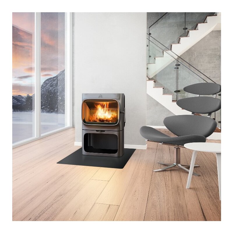 Kaminofen Gussofen Jotul F 305 B R (Hitzeschutzplatte) mit Sockel - 7 kW - schwarz lackiert (BP)