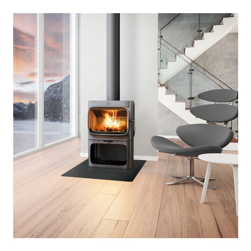 Kaminofen Gussofen Jotul F 305 B R (Hitzeschutzplatte) mit Sockel - 7 kW - schwarz lackiert (BP)