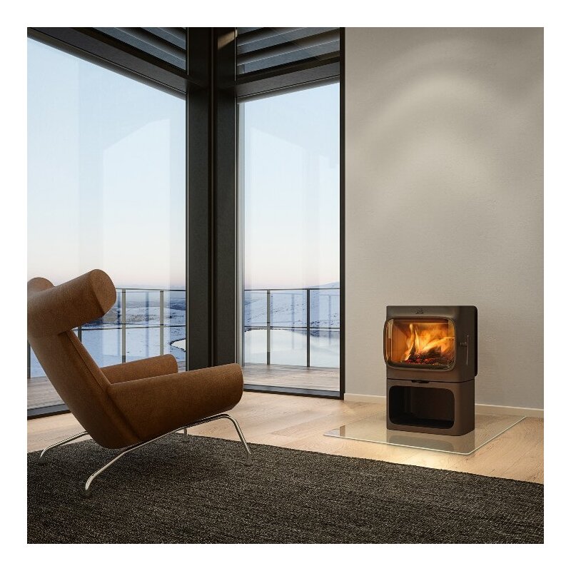 Kaminofen Gussofen Jotul F 305 B R (Hitzeschutzplatte) mit Sockel - 7 kW - schwarz lackiert (BP)