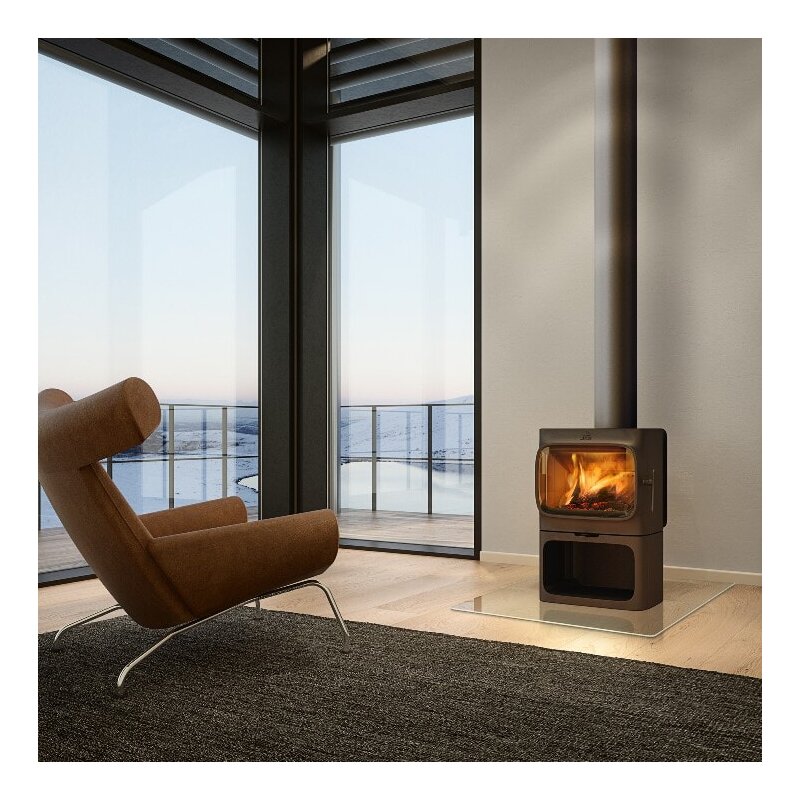 Kaminofen Gussofen Jotul F 305 B R (Hitzeschutzplatte) mit Sockel - 7 kW - schwarz lackiert (BP)