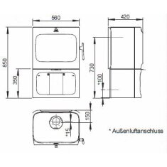 Kaminofen Gussofen Jotul F 305 B R (Hitzeschutzplatte) mit Sockel - 7 kW - schwarz lackiert (BP)