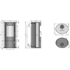 Kaminofen Justus Austin 5 - 5 kW - Stahl Schwarz - Verkleidung Speckstein