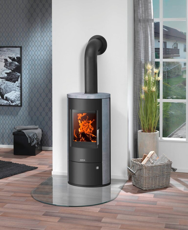 Kaminofen Justus Austin 5 - 5 kW - Stahl Schwarz - Verkleidung Speckstein