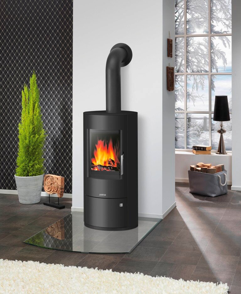 Kaminofen Justus Austin 7 - 7 kW - Stahl Schwarz - Speckstein