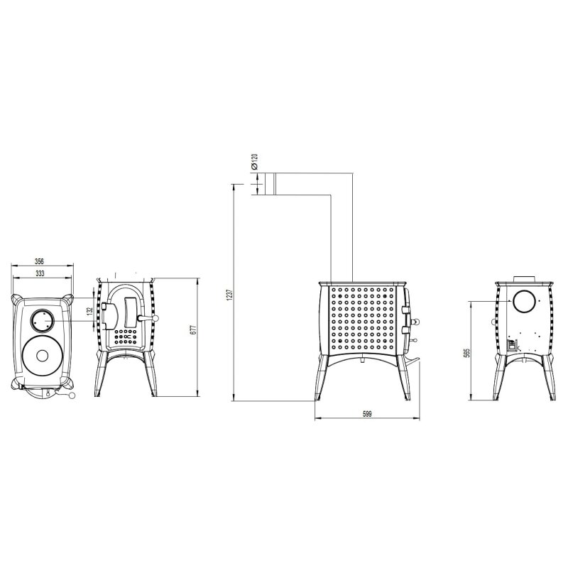 Kaminofen Guss Austroflamm G1 - mit Konvektionsmantel Guss - 6 KW - Anthrazit