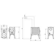 Kaminofen Guss Austroflamm G1 - mit Konvektionsmantel Guss - 6 KW - Anthrazit