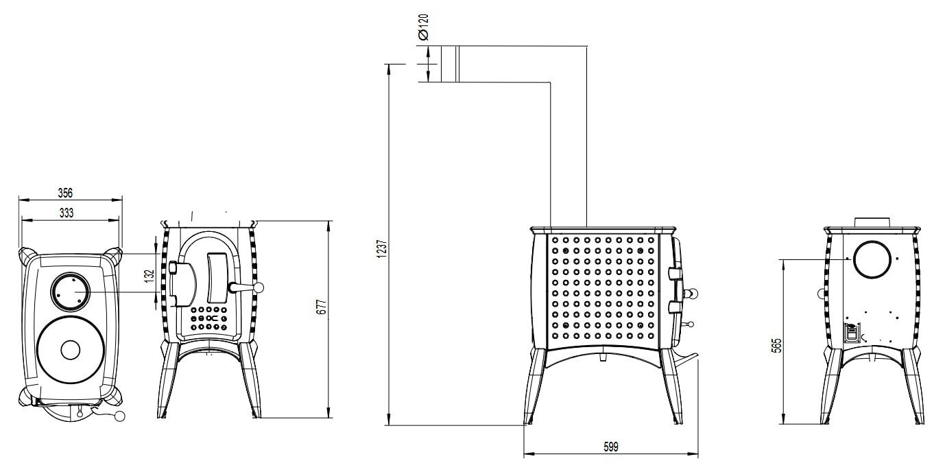 Kaminofen Guss Austroflamm G1 - mit Konvektionsmantel Guss - 6 KW - Anthrazit