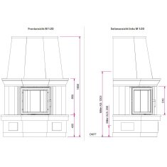 Kaminbausatz Camina S4 Eck - 7 kW - Speicherkamin
