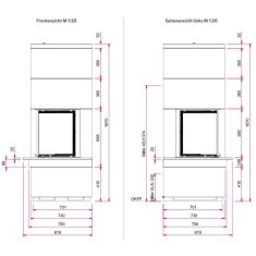 Kaminbausatz Camina S9 Kurz - 7 kW - Speicherkamin