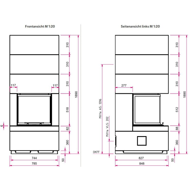 Kaminbausatz Camina S15 - 9 kW - Speicherkamin