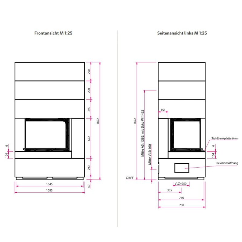 Kaminbausatz Camina S10 - 14,9 kW - Speicherkamin - wasserführend