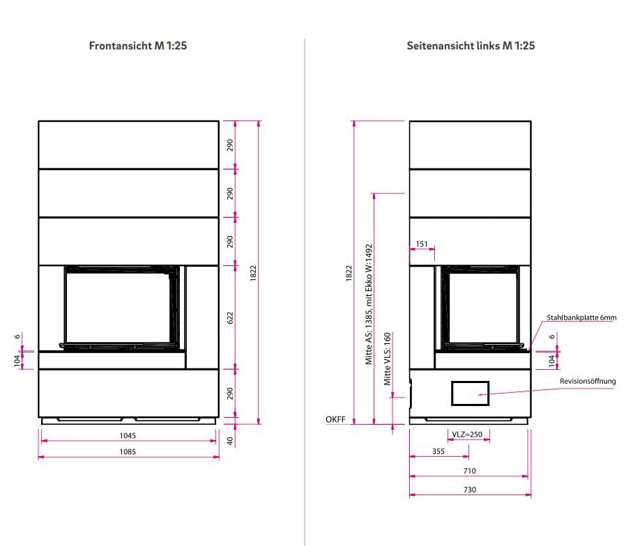 Kaminbausatz Camina S10 - 14,9 kW - Speicherkamin - wasserführend