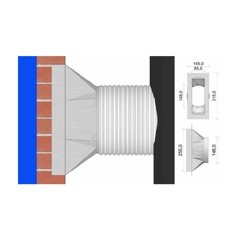 CB Schornstein-Verbrennungsluftstutzen für separaten Schacht, eckig auf rund, Ø 150mm, verzinkt