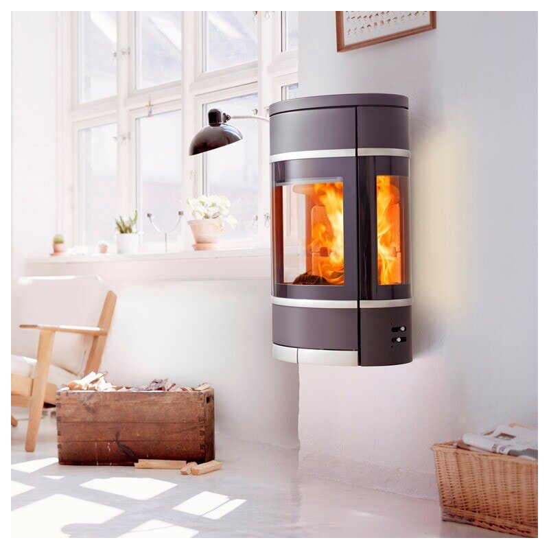 Kaminofen SCAN 68-2 Wall (Wandmodell), Griffe und Leisten Aluminium - 5,5 kW