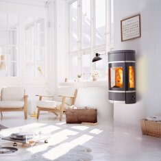 Kaminofen SCAN 68-2 Wall (Wandmodell), Griffe und Leisten Aluminium - 5,5 kW