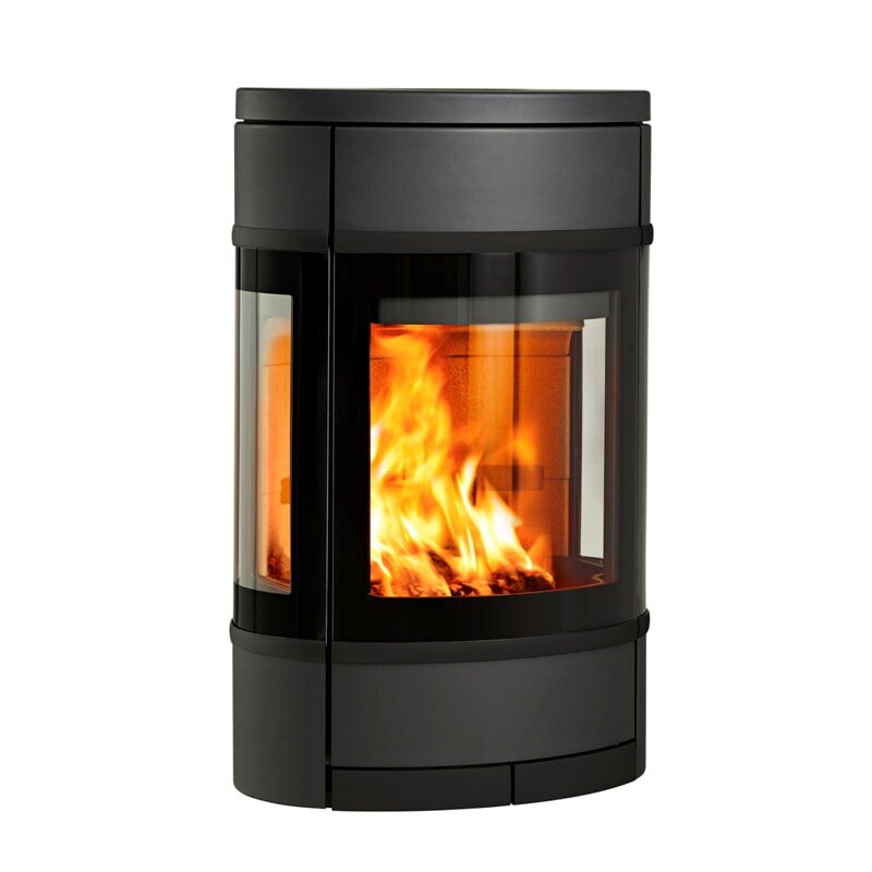 Kaminofen SCAN 68-7 Wall (Wandmodell) mit 3 Scheiben, Griffe und Leisten schwarz - 5,5 kW