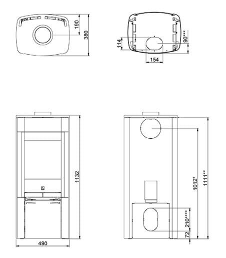 Kaminofen SCAN 65-1 Stahlmodell ohne Seitenfenster - 6 kW - Schwarz