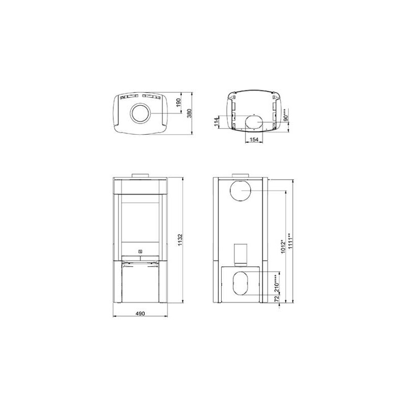 Kaminofen SCAN 65-4 Naturstein mit Seitenfenster - 6 kW - Schwarz