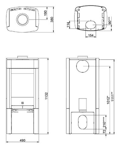 Kaminofen SCAN 65-4 Naturstein mit Seitenfenster - 6 kW - Schwarz